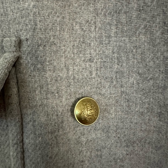 J. Crew Majesty Double Breasted Stadium Cloth Pea Coat Light Gray Size 14T - Picture 3 of 7